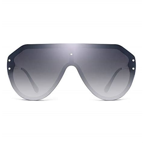 jim halo jim halo oversized shield sunglasses rimless flat top mirror glasses women men black