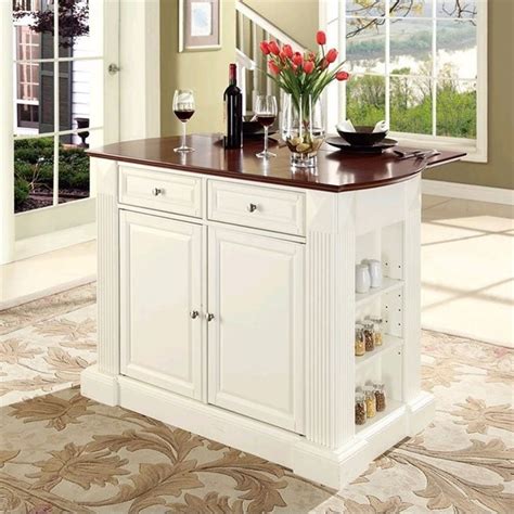 Crosley Coventry Wood Top Drop Leaf Kitchen Island In White Kf30007wh