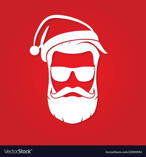 Hipster Santa Claus With Cool Beard And Sunglasses