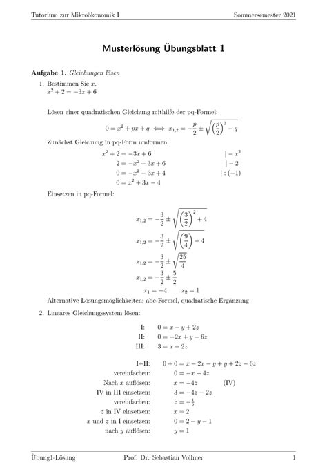 Aufgabenblatt Musterl Sung Sose Musterl Osung Ubungsblatt