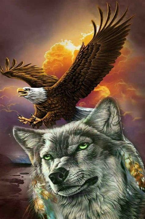 Eagle Artwork Native Artwork Wolf Artwork Native American Wolf