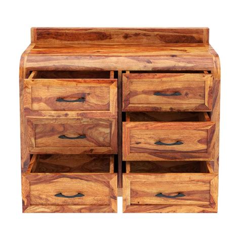 Looking for indian royal oak, wooden handicraft and modular furniture, visit us now! Rebecca Solid Wood 6 Drawer Bedroom Double Dresser