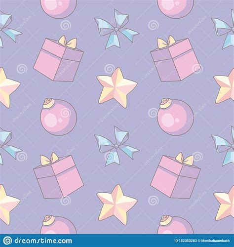 Cute Pastel Cartoon Style Christmas Seamless Pattern With Pink T