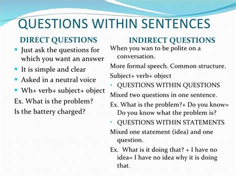 English Direct And Indirect Questions