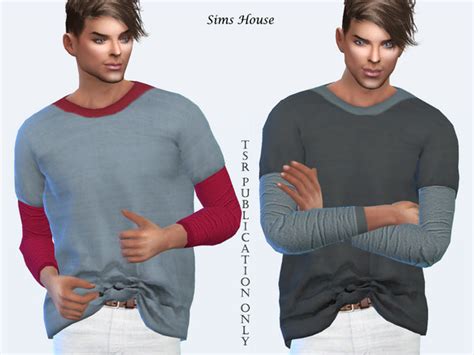 Mens T Shirt Large Size Long Sleeves By Sims House At Tsr Sims 4 Updates