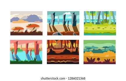 Cartoon Seamless Landscape Grounds Types Game Stock Vector Royalty Free Shutterstock