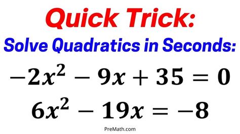How To Solve Quadratic Equations In Seconds Quick And Easy Trick
