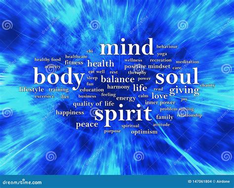 Body Mind Soul Spirit, Motivational Words Quotes Concept Stock