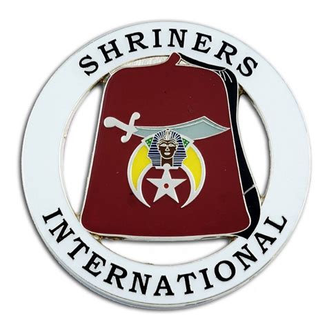 Shriners International Fez Round White And Red Masonic Auto Emblem 3