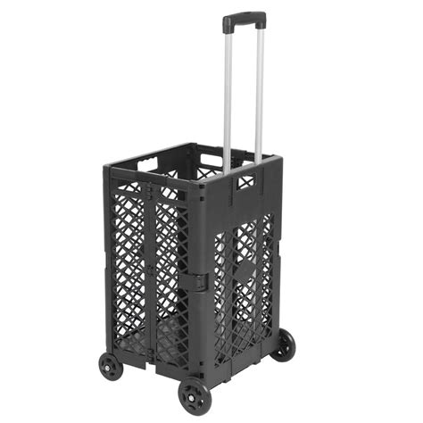 Mesh Rolling Utility Cart Folding Hand Crate With 4 Wheels 55 Lbs
