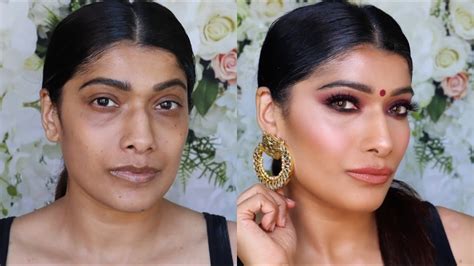 Indian Glam Makeup With Maroon Smokey Eyes Youtube