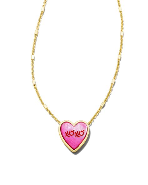 Xoxo Gold Pendant Necklace In Hot Pink Mother Of Pearl Kendra Scott