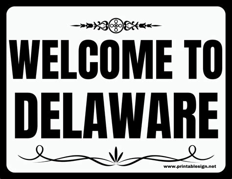 Welcome To Delaware Sign Free Download