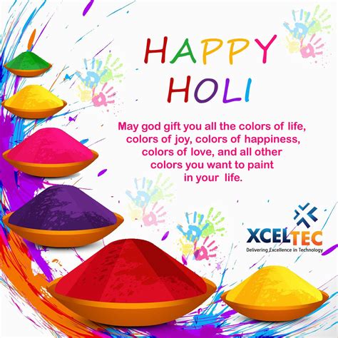 Wish You A Happy Holi From Xceltec Team Holi Greetings Holi