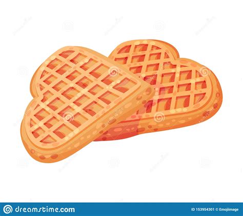 Soft Waffles In The Shape Of A Heart Vector Illustration On White