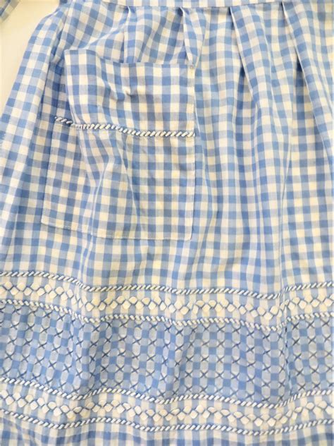 Blue Gingham Check Apron With Cross Stitch Embroidery Blue Etsy