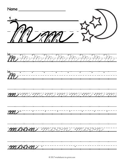 Click on the image to download the pdf. Free Printable Cursive M Worksheet | Cursive handwriting ...