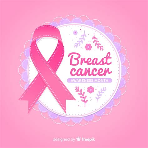 Roze Lint Voor Borstkanker Bewustzijn Met Tekst Gratis Vector