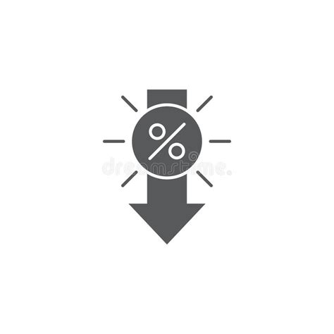 Percentage Arrow Down Vector Icon Isolated On White Background Stock