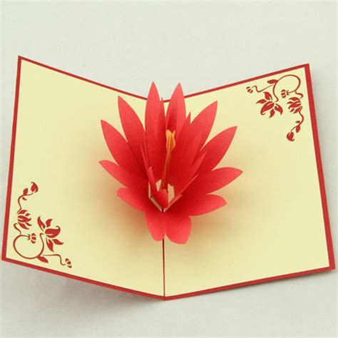 Lotus Flower Pop Up Card3d Card Handmade Greeting Cards Dokkidesign