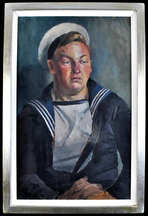 Gerald French Portrait Of A Sailor Mid 20th Century English Oil On