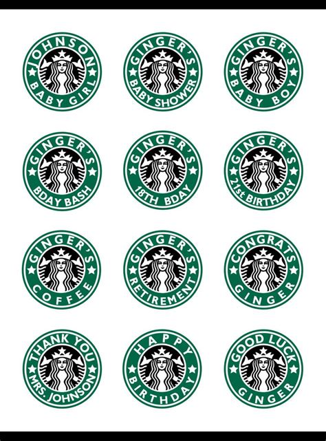 Personalized Starbucks Coffee Round Stickers Party Favors Etsy In