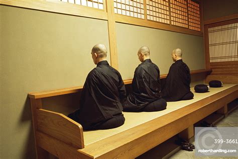 Monks During Za Zen Meditation In Stock Photo