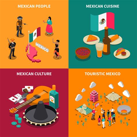 Mexico Touristic 4 Isometric Icons Square 483649 Vector Art At Vecteezy
