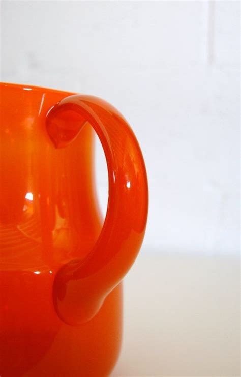 Vintage Swedish Orange Art Glass Pitcher By Erik Höglund Boda For Sale At 1stdibs Orange Pitcher