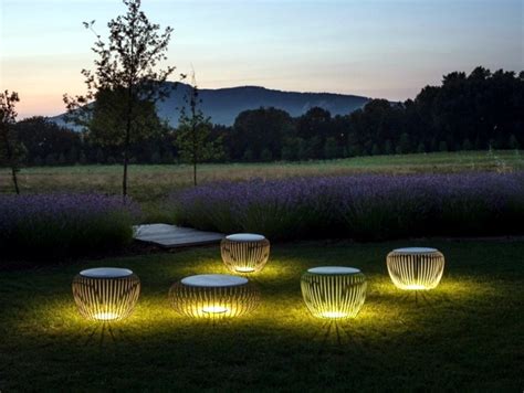 Enjoy The Garden With Decorative Garden Lights At Night Interior