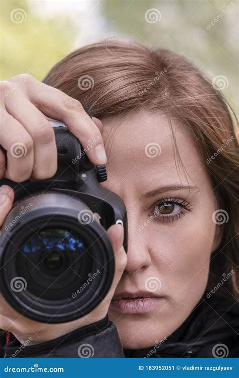 Female Photographer Of Model Appearance Close Up Portrait The Girl