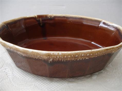 Vintage Mccoy Pottery Brown Drip Glazed Oval Casserole Baking Dish Bowl