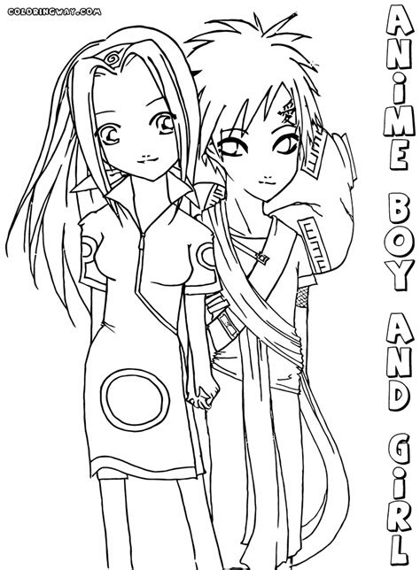Anime Coloring Pages Boy And Girl Coloring And Drawing