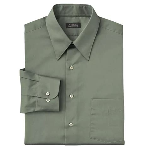 Arrow Classic Fit Solid Sateen Point Collar Dress Shirt Men