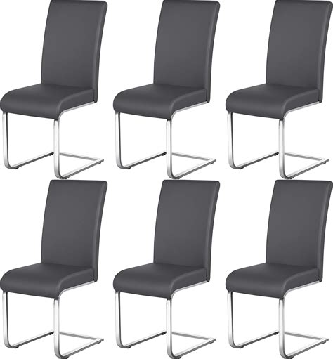 Yaheetech Set Of 6 Faux Leather Dining Chair With Chrome Legs High Back Kitchen Dining Room