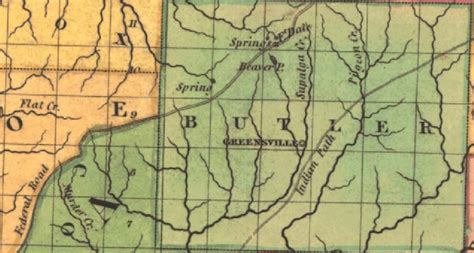 Butler County Detail Of Henry Tanners 1823 Map Of Alabama And Georgia
