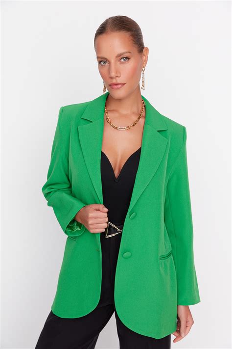 Trendyol Green Woven Lined Blazer Jacket