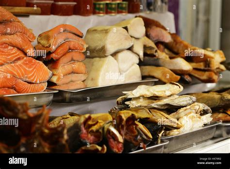 Farmers Market Assortment Fish Salted And Smoked Red And White