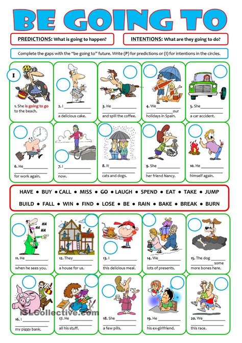 Be Going To For Future Intentions And Predictions Esl Worksheets Of The