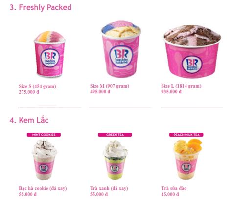 Baskin Robbins Vincom Menu B Ng Gi V U I M I Nh T Vincom