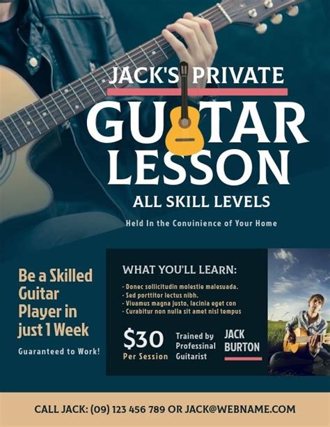 Guitar Lesson Flyer Music Flyer School Advertising Flyer