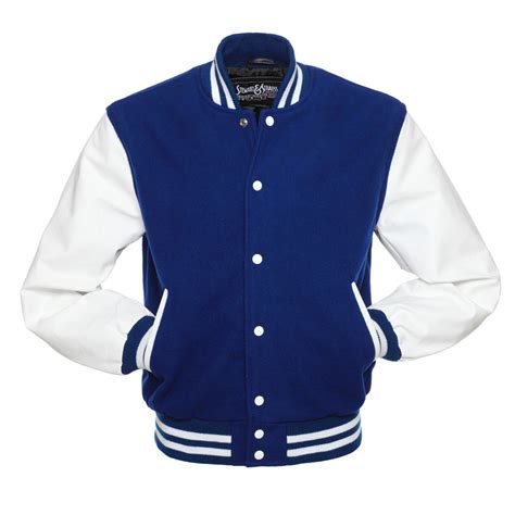 Jacketshop Jacket Royal Blue Wool White Leather Varsity Jacket
