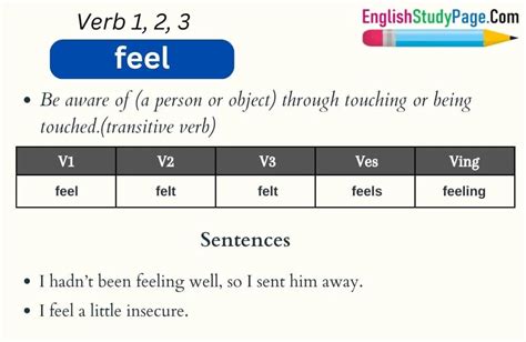 Feel Verb 1 2 3 Past And Past Participle Form Tense Of Feel V1 V2 V3