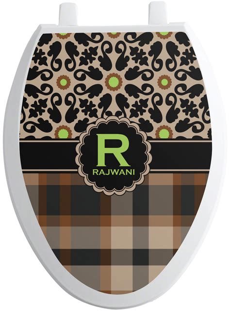 Custom Moroccan Mosaic And Plaid Toilet Seat Decal Personalized