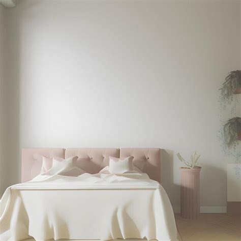 Premium Photo A Bedroom With A Pink Headboard And A White Bed With A