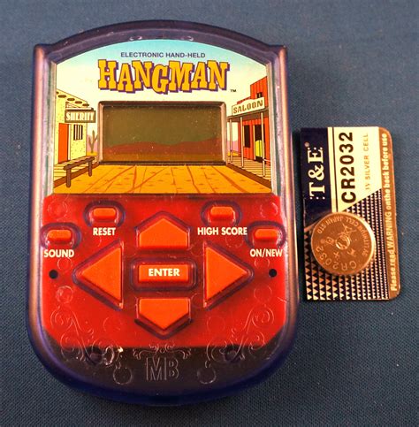 Hangman Free Battery Electronic Handheld Board Game Travel Mb Clear