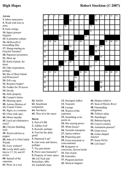 Get hints, track time, print, access previous puzzles and much more. easy printable crossword puzzles | Printable crossword ...