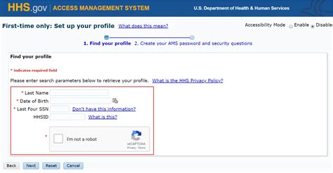Hhs Ams How To Set Up And Log Into Ams Using Ams Credentials