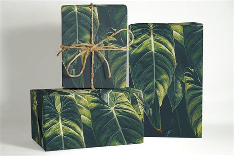 Tropical Leaves Wrapping Paper Nature T Wrapping Tropical Etsy