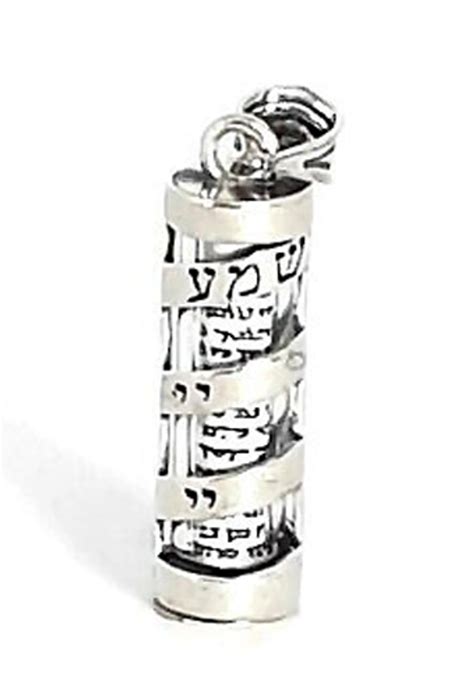 Silver Mezuzah Necklace With Shema Yisrael Scroll And Blessing